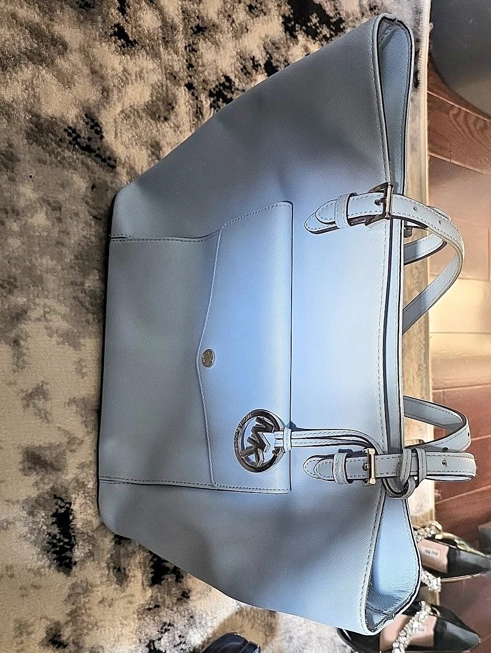 Michael Kors Voyager Large Saffiano Leather Tote Bag Blue